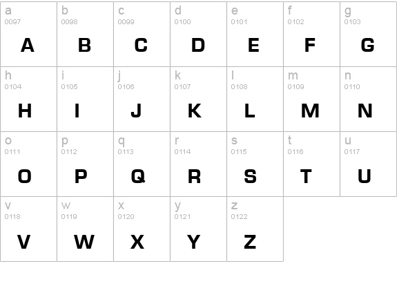 EurostileSCT Bold lowercase a-z preview