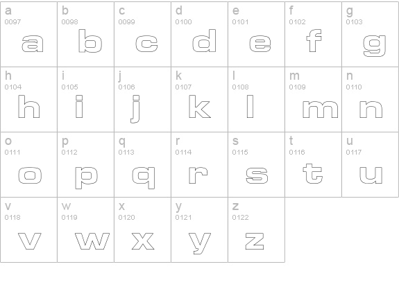 EuroTechnicExtBoldOutline lowercase a-z preview