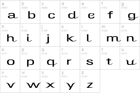 Evangelic lowercase a-z preview