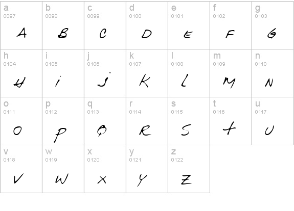 EwingsHand Regular lowercase a-z preview