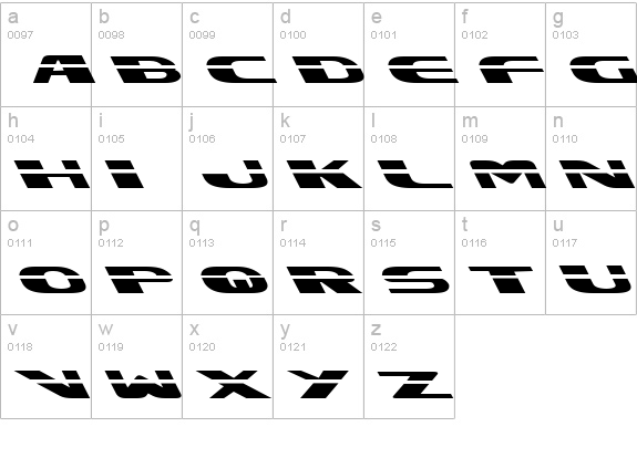 Excelerate Left lowercase a-z preview