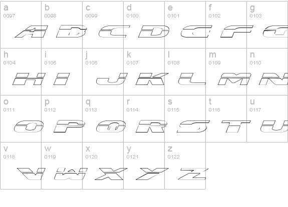 Excelerate Outline lowercase a-z preview