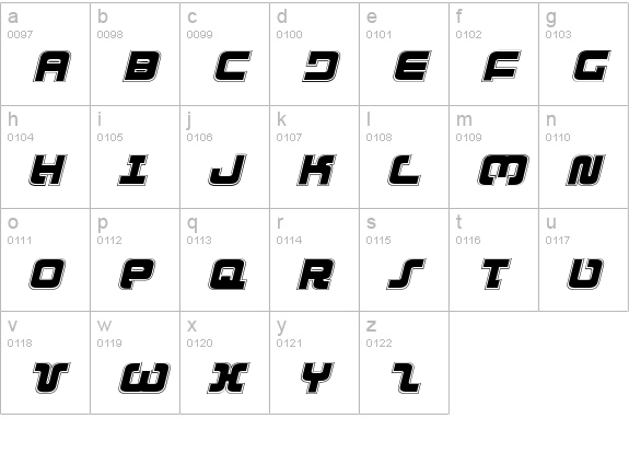 Exedore College Italic lowercase a-z preview