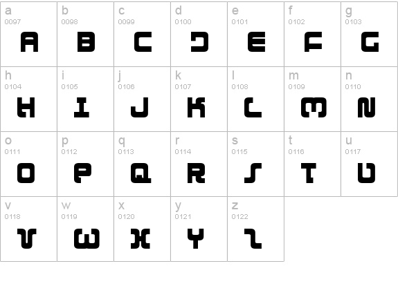 Exedore Condensed lowercase a-z preview