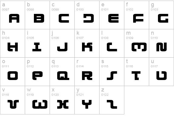 Exedore Expanded lowercase a-z preview