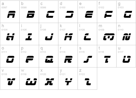 Exedore Laser Italic lowercase a-z preview