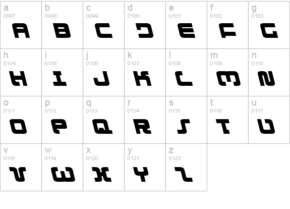 Exedore Leftalic lowercase a-z preview