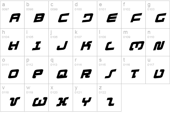 Exedore Rotalic lowercase a-z preview