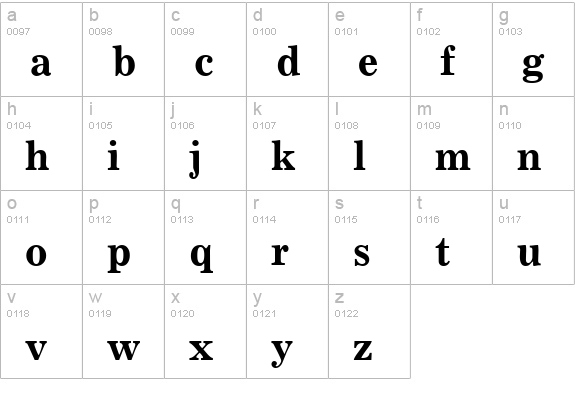 Exemplary-Bold lowercase a-z preview