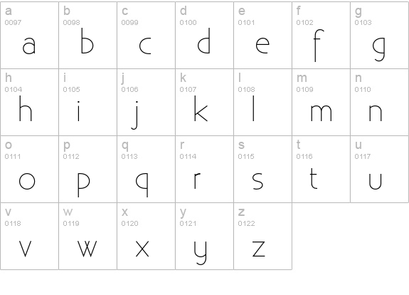 Existence Light lowercase a-z preview