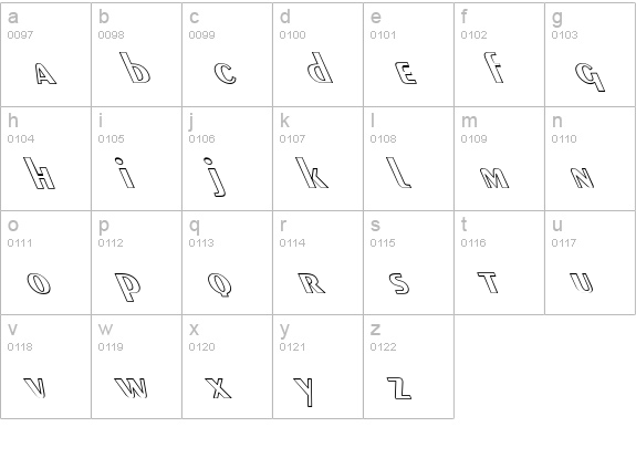 Exotic Bold Hollow Lefty lowercase a-z preview