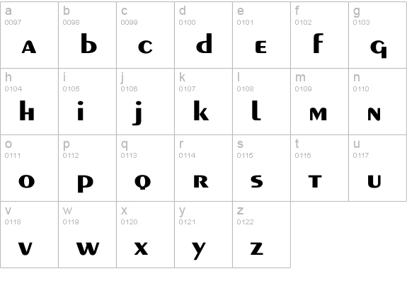 Exotic-Bold Wd lowercase a-z preview
