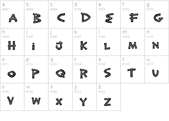 Exotic Island BTN Bold Inline lowercase a-z preview