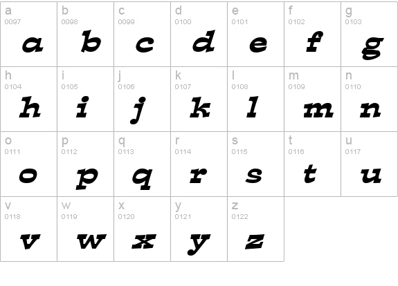Expose Wide BoldItalic lowercase a-z preview