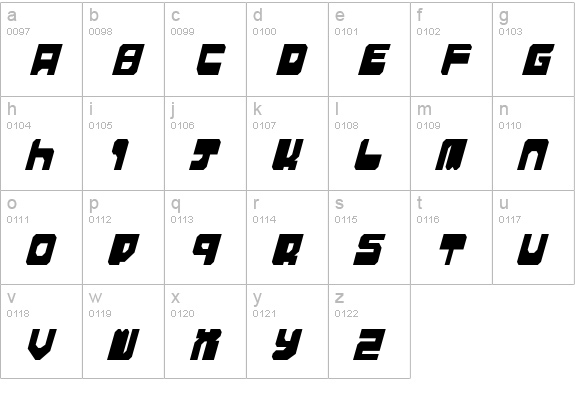 Extechchop Condensed lowercase a-z preview