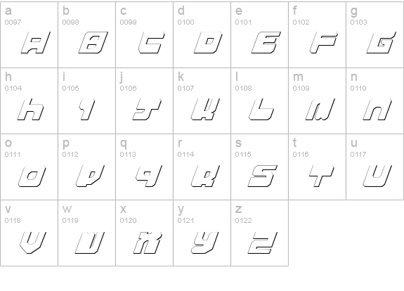 Extechchop Shadow lowercase a-z preview