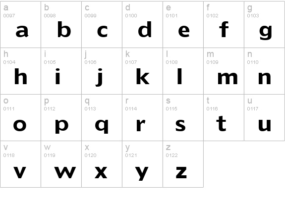 Extens SSi Bold lowercase a-z preview