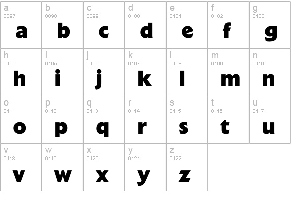 ExtensionExtraBold lowercase a-z preview