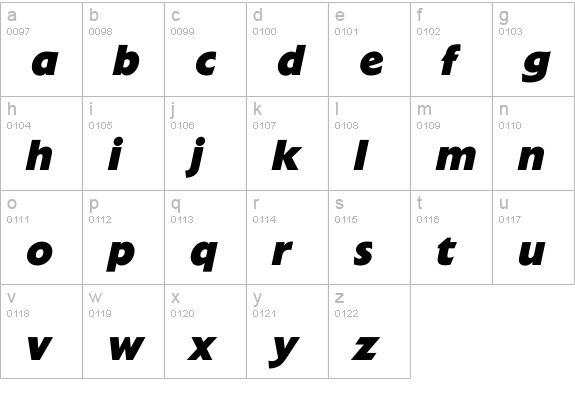 ExtensionExtraBoldItalic lowercase a-z preview