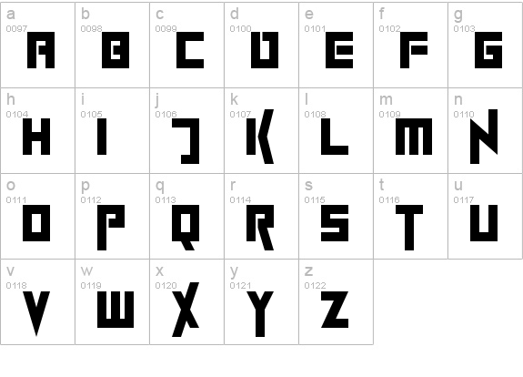 Extinction Event
 lowercase a-z preview