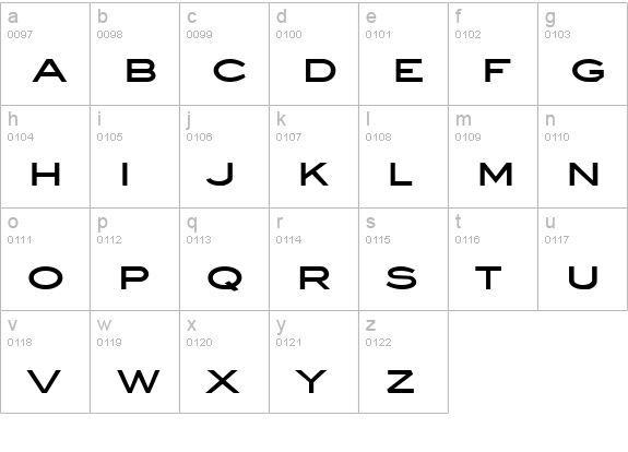 Eye glass Wide Bold lowercase a-z preview