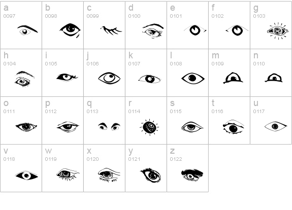 Eyes lowercase a-z preview
