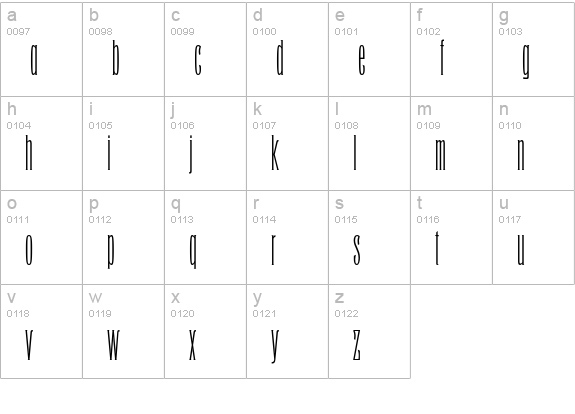 Facade MT Std Condensed lowercase a-z preview