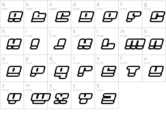 Face plant hollow 2 Italic lowercase a-z preview