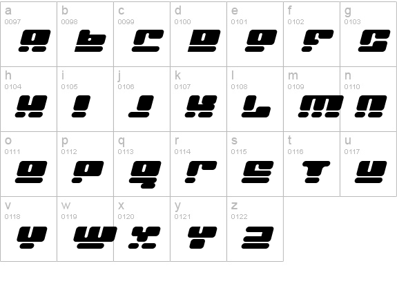 Face plant Italic lowercase a-z preview
