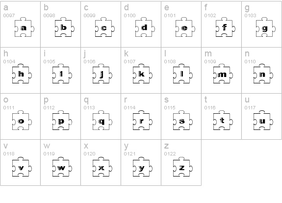 Failed Font 2 Jigsaw lowercase a-z preview
