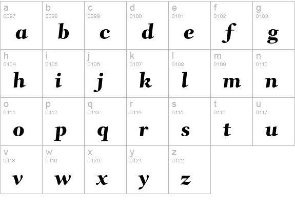 Fairfield LH 85 Caption Heavy lowercase a-z preview