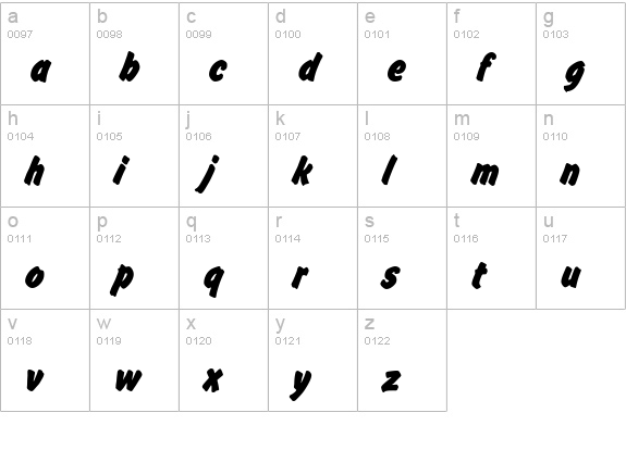 Falcon-Bold lowercase a-z preview