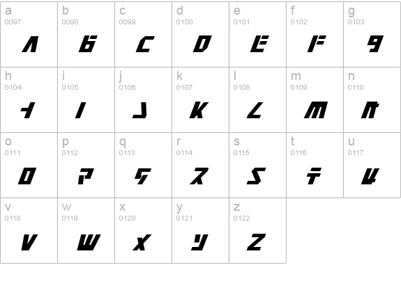 Falconhead Condensed Italic lowercase a-z preview