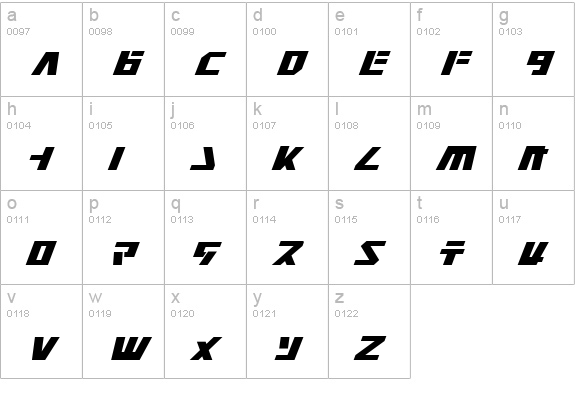 Falconhead Italic lowercase a-z preview