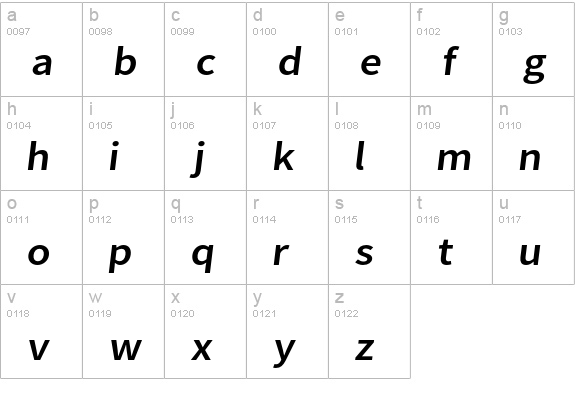 Falling Sky Extended Oblique lowercase a-z preview