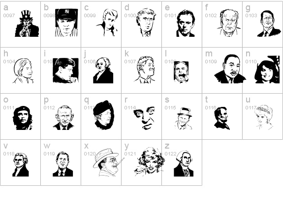 Famous Faces lowercase a-z preview