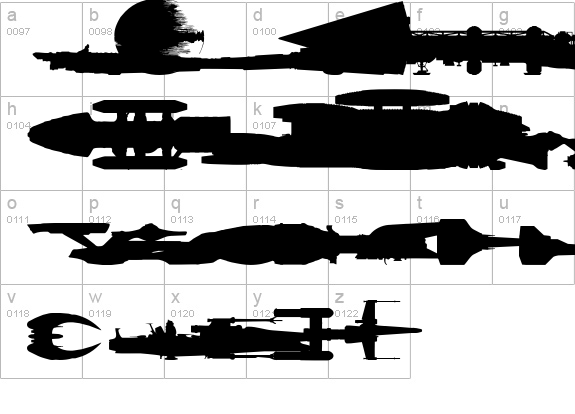 Famous Spaceships lowercase a-z preview