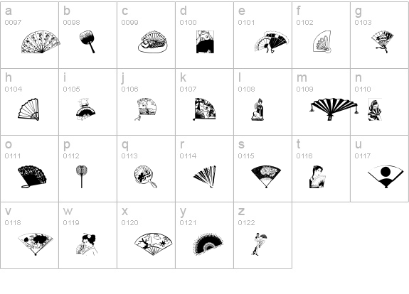 Fans lowercase a-z preview