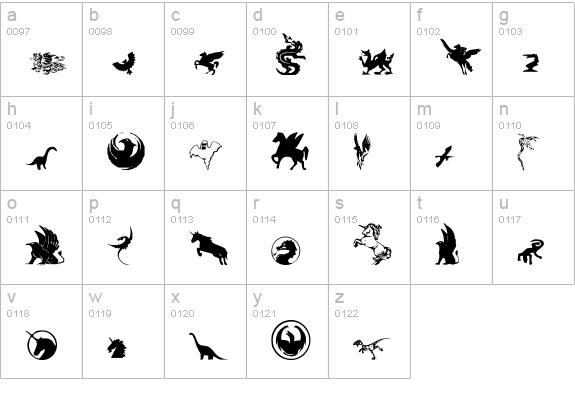 Fantastic Creatures lowercase a-z preview