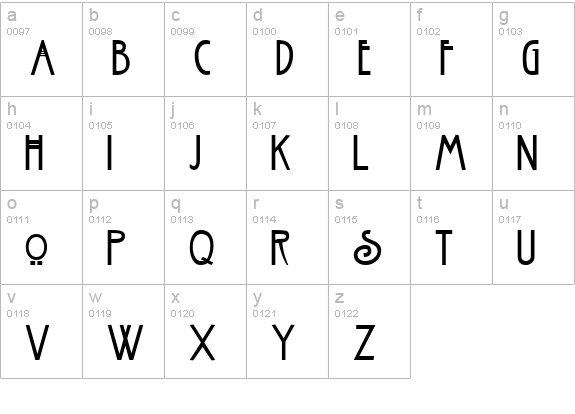Fanzee-Condensed Normal lowercase a-z preview