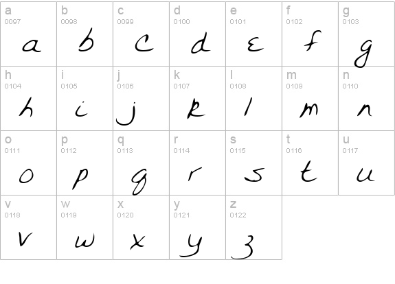 FarinasHand Regular lowercase a-z preview
