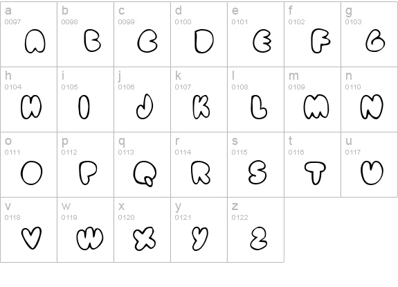 fat ass outline lowercase a-z preview