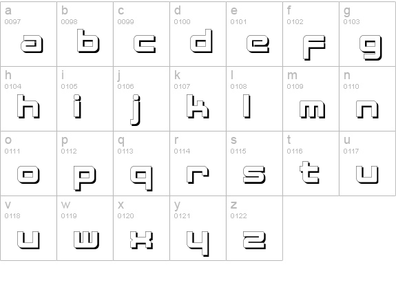 FatsansShadow lowercase a-z preview