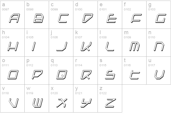 Federapolis Shadow Italic lowercase a-z preview