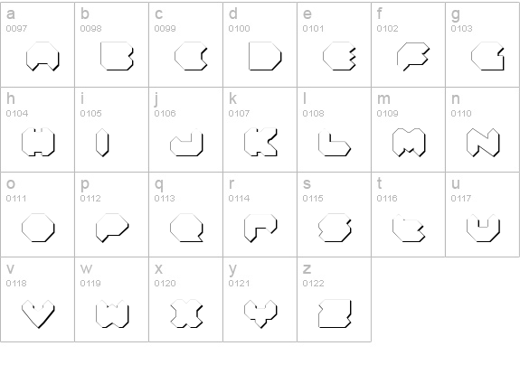 Feldercarb Shadow lowercase a-z preview