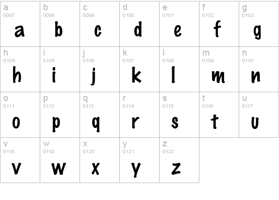 Felt Regular lowercase a-z preview
