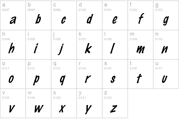 FeltMark Italic lowercase a-z preview