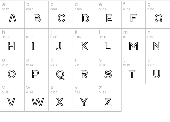 Fenwick Outline lowercase a-z preview