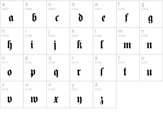 Fette Kanzlei lowercase a-z preview