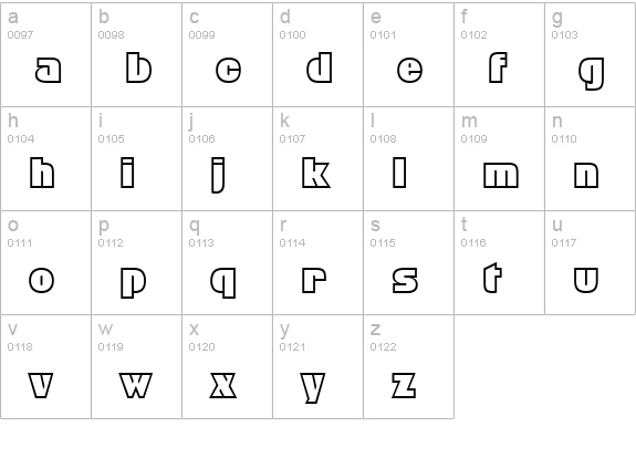 FFX Block Outline lowercase a-z preview